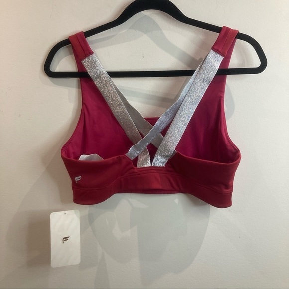 FABLETICS Sz L Paige Low Impact Metallic Elastic Straps Comfort Band Sports Bra - Picture 5 of 8